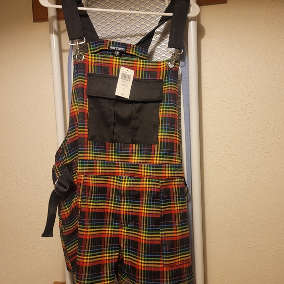 Hot Topic Pride Rainbow Overalls Size 0 or xl - Picture 1 of 4